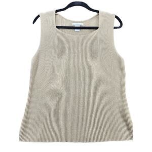 Basic Necessities Womens Tank Top Beige Size Large Acrylic Blend Pullover